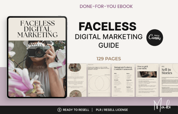 Faceless Digital Marketing Guide β 129-Page PLR Canva Template